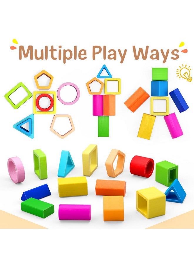 PEBIRA Montessori Toys for 1 2 3 Year Old Boys Girls Toddlers, Heightened Peg-Free Wooden Stacking Toys, Shape Sorter Learning Toy, Birthday Gift for Baby Kid Age 1-4 Preschool Toy, Various Game Play - Image 5