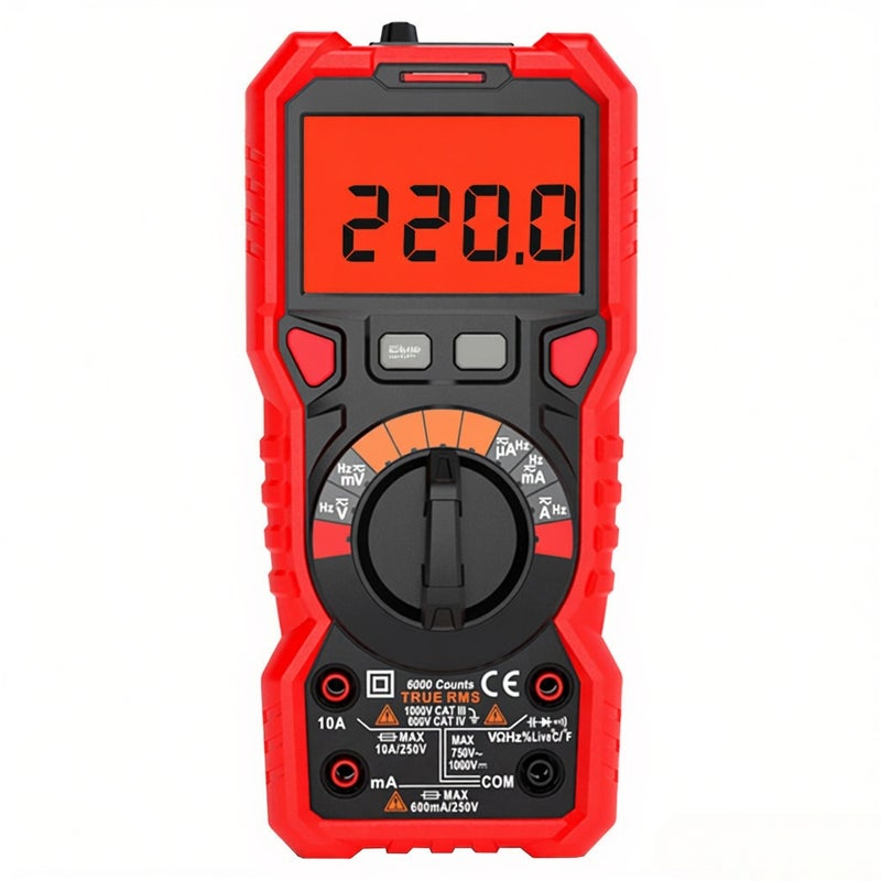 HABOTEST HT118A Digital Multimeter Auto Range Multi-meter 6000 Counts True RMS Measuring AC/DC Voltage Current Resistance Capacitance Frequency Temperature NCV Test Diode with LCD Backlight Flashlight - Image 1