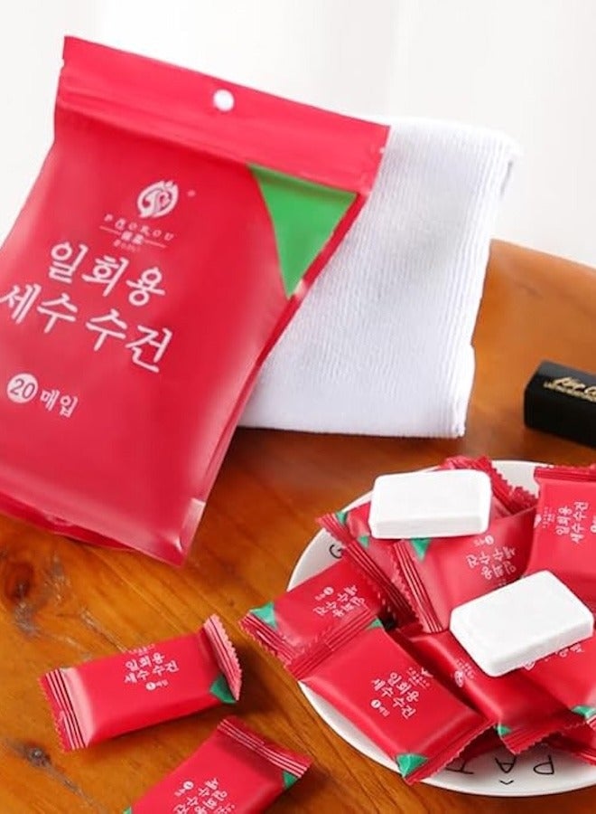 Compressed face towels, Hygienic & Portable having multi purpose uses. Easy to carry on hiking, Camping, BBQ, Beach day, Travel, Pilgrimage, Baby cleaning. 50 pieces in a bag. - Image 1