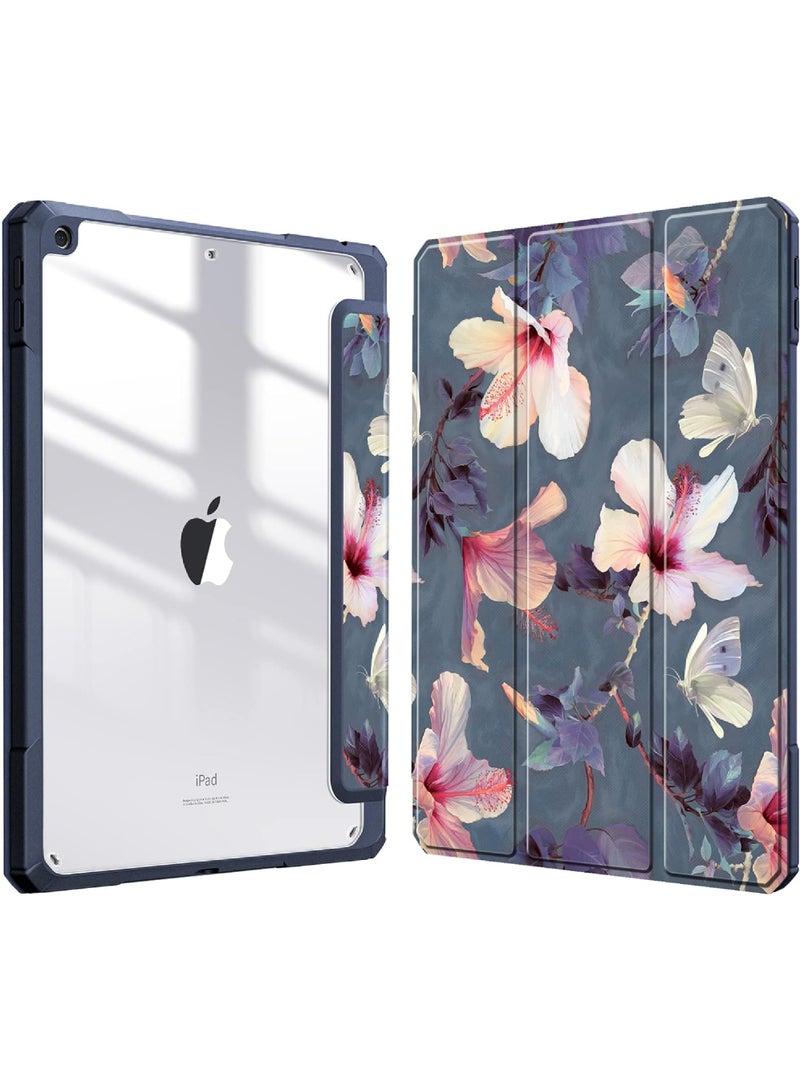 Rock Pow Hybrid Slim Case for iPad 9th/8th/7th Generation (2021/2020 / 2019) 10.2 inch [Built-in Pencil Holder] Shockproof Cover with Clear Transparent Back Shell Auto Sleep Wake - Image 1