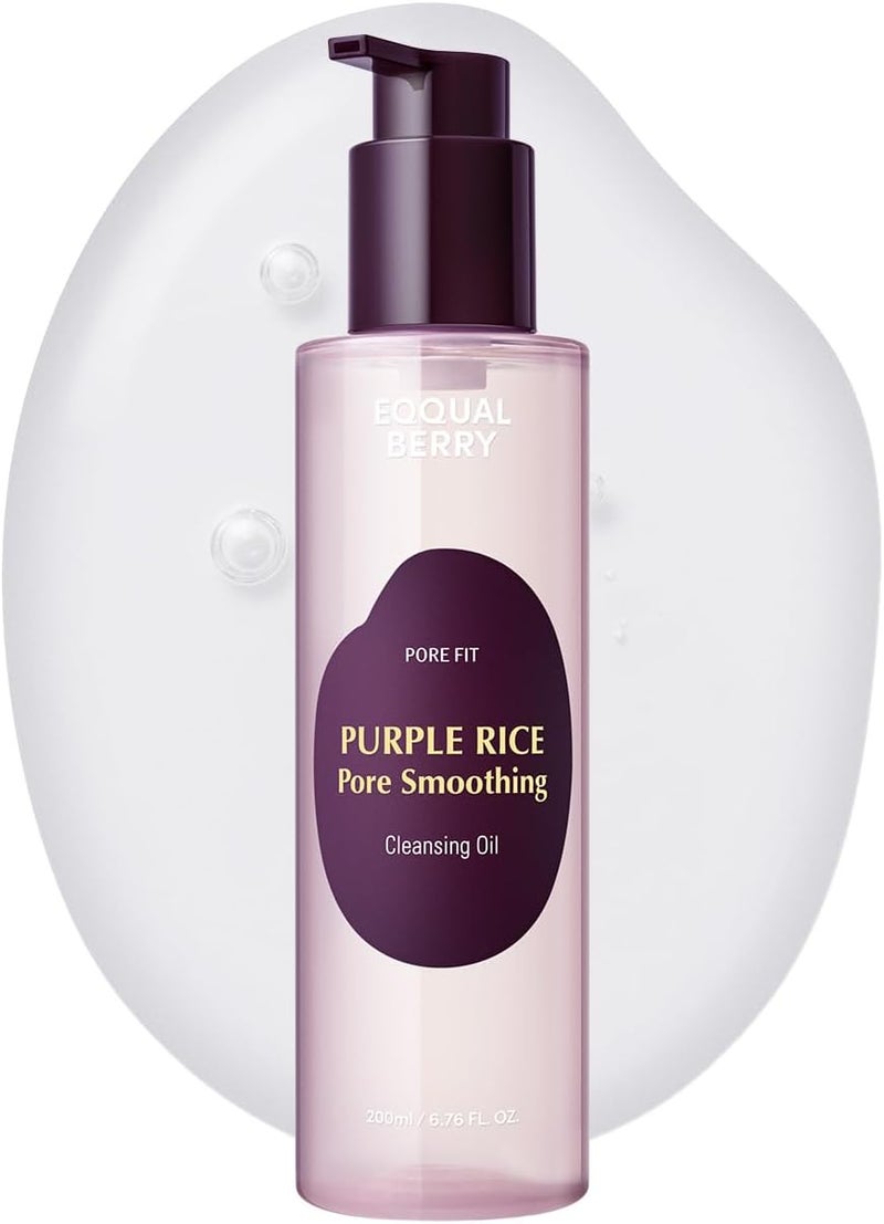 eqqualberry Purple Rice Pore Smoothing Cleansing Oil – Deep Cleansing for Pores & Blackheads | Korean Oil Cleanser for Face & Makeup Remover | Hydrating & Soothing Formula 200ml - Image 1