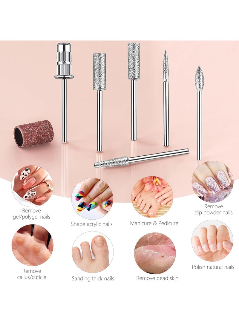 SYOSI Professional Nail Drill 35000 RPM Electric Rechargeable Acrylic Gel Grinder Tool with 6 Metal Nail Drill Bits Acrylic Gel Nail DIY Manicure Pedicure Tools for Manicure Pedicure Carve Polish - Image 5
