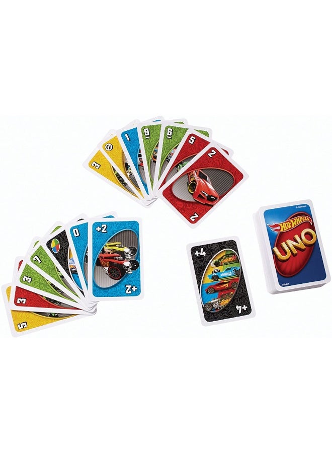 Mattel Games ​UNO Matching Card Game Featuring 112 Cards with Hot Wheels® Graphics, Game Night, Kids Gift Ages 7 Years & Older - Image 2