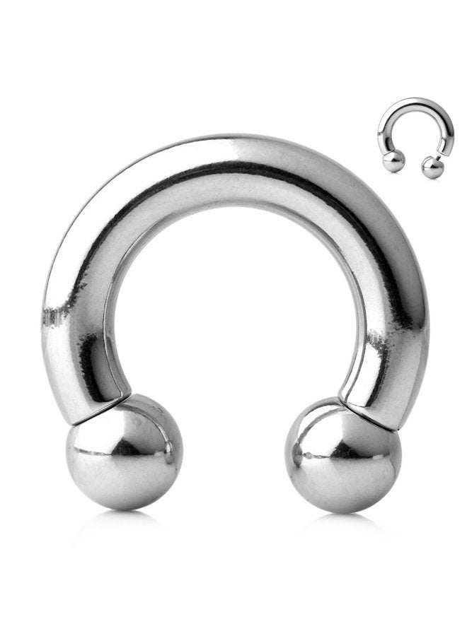 Ruifan 316L Surgical Steel Circular Internally Threaded Barbell Horseshoe 2G 4G 6G 8G 0G 00G, Stainless Steel, - Image 1