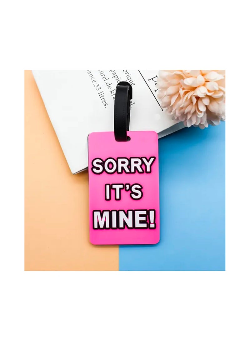 Cuisine Art Luggage Tag with Name ID Card, Personalized Identifier ID Labels, Flexible PVC Travel Tags, Secure Travel Luggage Labels for Baggage, Suitcase Tag  – "Sorry, It's Mine" Design, Pink 6-Piece Set - Image 5