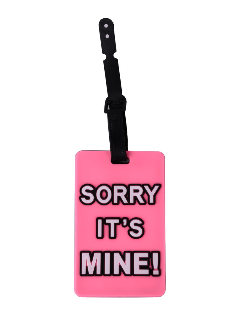 Cuisine Art Luggage Tag with Name ID Card, Personalized Identifier ID Labels, Flexible PVC Travel Tags, Secure Travel Luggage Labels for Baggage, Suitcase Tag  – "Sorry, It's Mine" Design, Pink 6-Piece Set - Image 3