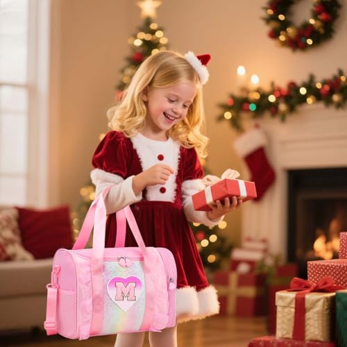 RHCPFOVR Personalized Monogram Dance Bag for Girls 36 Years duffle bag for Kids Lightweight Water Resistant Oxford Backpack for Ballet Cheerleading Sleepovers Gymnastics Pink S - Image 3