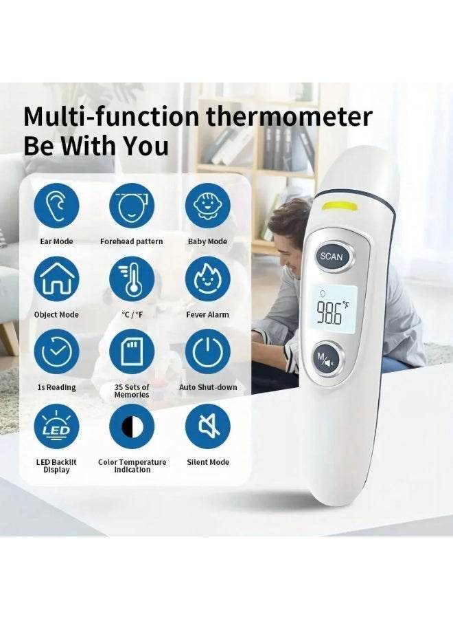 RUKYU 2 in 1 Medical Forehead & Ear Thermometer- Indoors Non-Contact Digital Thermometer, Object Fever Temperature Checking Sensor, No-Touch Thermal Scanner for Kids, Babies, Toddlers and Adults , Digital Infrared Thermometer with Fever Alarm and Memory Function, 1s Instant Accurate Reading - Image 2