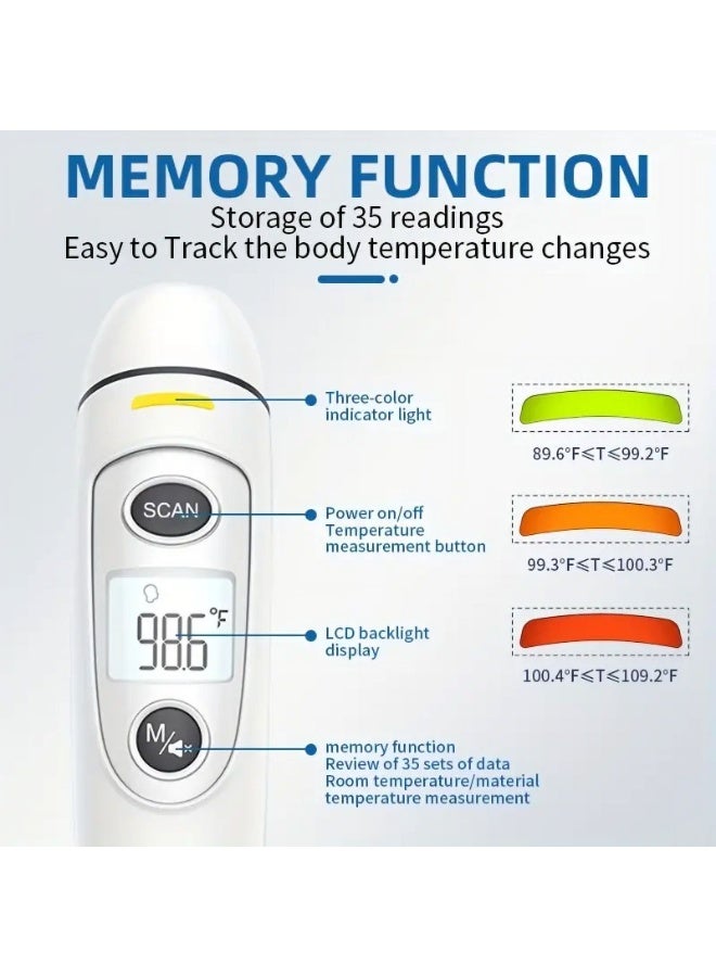 RUKYU 2 in 1 Medical Forehead & Ear Thermometer- Indoors Non-Contact Digital Thermometer, Object Fever Temperature Checking Sensor, No-Touch Thermal Scanner for Kids, Babies, Toddlers and Adults , Digital Infrared Thermometer with Fever Alarm and Memory Function, 1s Instant Accurate Reading - Image 3