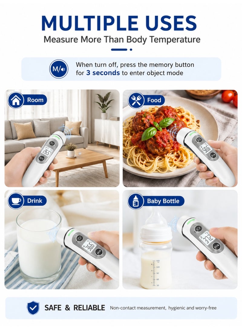 RUKYU Infrared Thermometer Digital Ear & Forehead Thermometer, Non Contact Temperature Scanner with LCD Display, Fast Reading Family Thermometer for Babies, Kids & Adults - Image 5