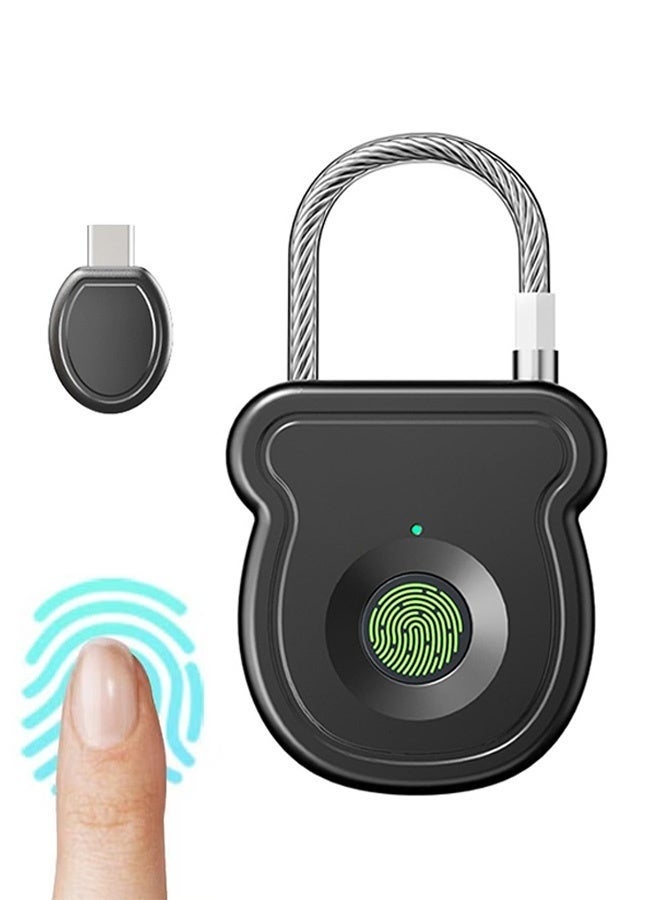 قفل ذكي ببصمة الإصبع، قفل بيومتري بدون مفتاح بسعة 20 بصمة، شحن USB وفتح طوارئ، مثالي لخزائن الصالات الرياضية، الأمتعة، حقائب السفر، حقائب الظهر، صناديق الأدوات، الاستخدام المدرسي أو أثناء السفر (جهاز فك التشفير مرفق). - Image 1