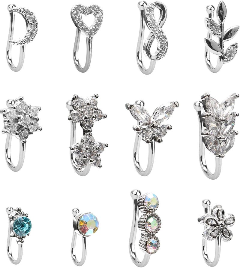 CrazyPiercing Fake Nose Ring CZ African Nose Cuffs Gold/Silver/Rose Gold Faux Septum Nose Rings Clip on Nose Jewelry for Woman Non Pierced Jewelry - Image 1