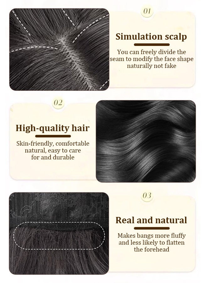 Straight long wig with middle part and bangs wig for women - Image 2