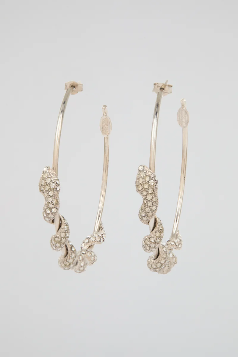 roberto cavalli Roberto Cavalli Silver-Tone Snake Hoop Earrings