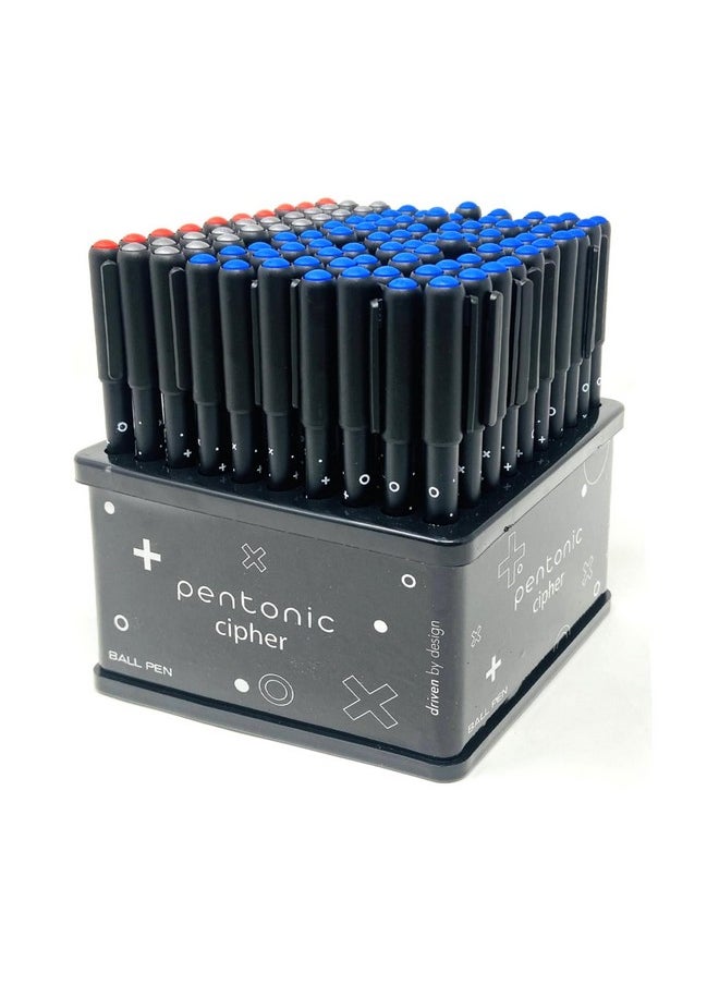 Pentonic Pentonic Cipher 0.5mm Ball Pen Tumbler Pack | Blue, Black & Red Ink | Set of 100 Pcs  - Image 1