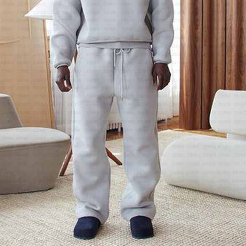 2024 Europe and the United States cross-border casual simple couple fashion hoodie sweatshirt solid color loose sweater pants wholesale Grey trousers 2172-1 (pocket embroidery)