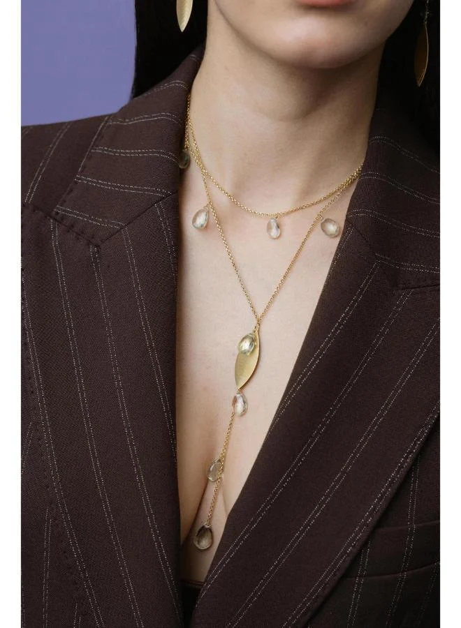 جواندلينا Silver Yellow Gold Plated Necklace with Semi Precious Stones
