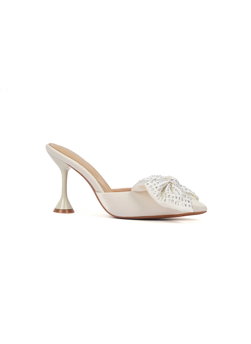 كيوبل Womens satin heeled mules