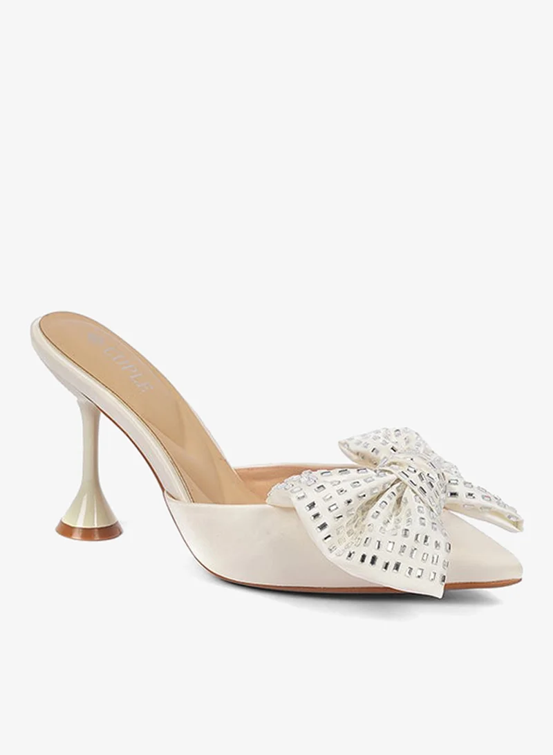 كابلي مولات نسائية من الساتان مع كعب أنيق