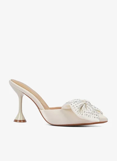 Cuple Womens satin heeled mules