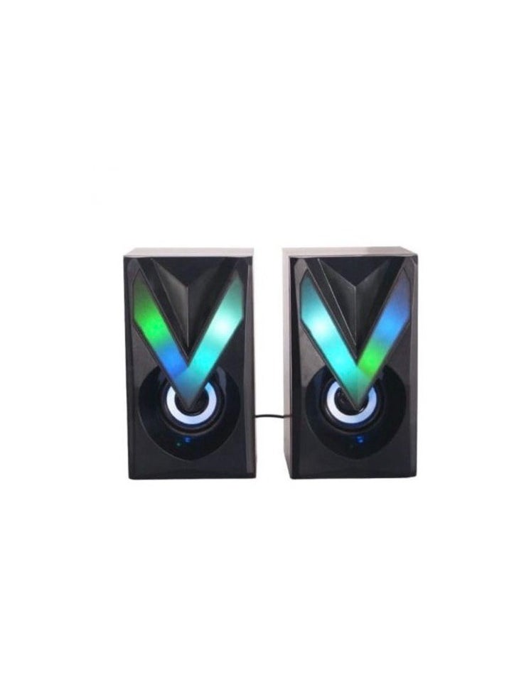NAMA wooden RGB Computer Gaming Speakers - 1W*2 Wired Stereo Mini - 3.5mm Jack + 2.0 USB Powered For Gaming/Movie/Music/PC/Laptop  - Image 1