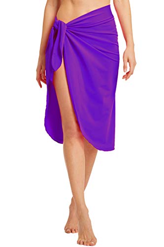 Micosuza Women's Swimwear Cover up Beach Sarong Pareo Solid Color Bikini Swimsuit Wrap Skirt - Image 5