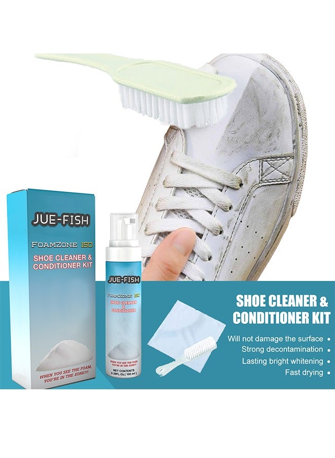 جوي فيش طقم تنظيف وإصلاح الأحذية من Jue-Fish، حذاء أبيض صغير، يزيل البقع الصفراء، مادة تبييض محمولة باللون الأبيض الساطع - Image 2