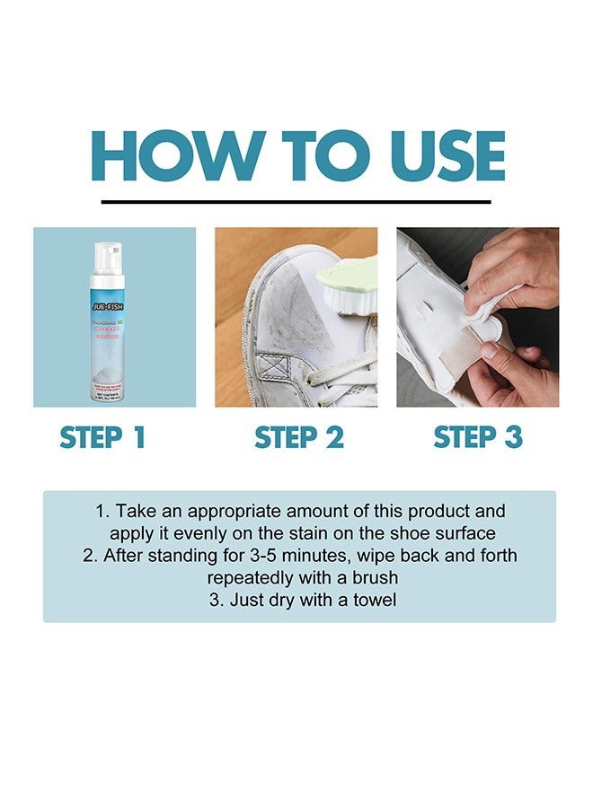 جوي فيش طقم تنظيف وإصلاح الأحذية من Jue-Fish، حذاء أبيض صغير، يزيل البقع الصفراء، مادة تبييض محمولة باللون الأبيض الساطع - Image 4