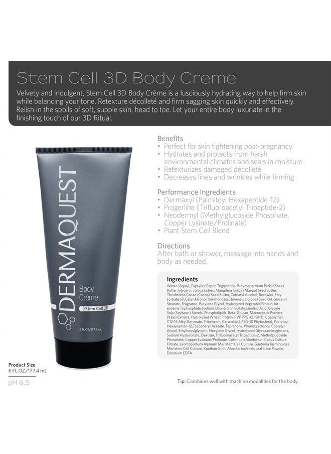 DermaQuest - Stem Cell 3D Retexturizing and Firming Body Crème - Perfect for Post-Pregnancy and Aging Skin - Skin Tightening Body Moisturizer (6 oz) - Image 1