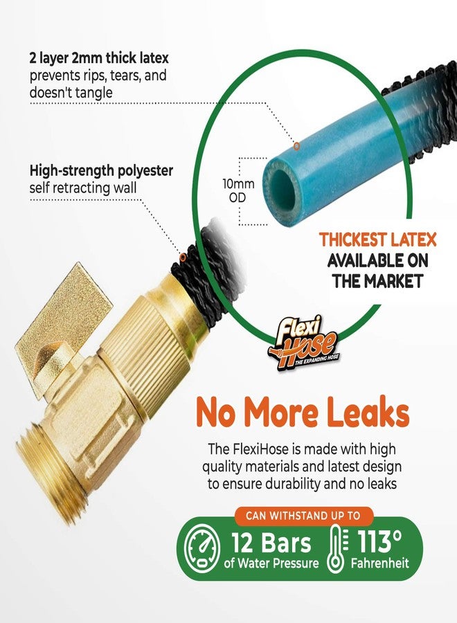 Flexi Hose Lightweight Expandable Garden Hose, No-Kink Flexibility, 3/4 Inch Solid Brass Fittings and Double Latex Core (150 FT, Black) - Image 3