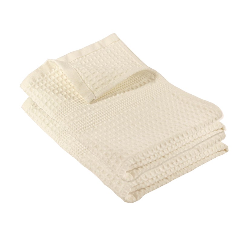 GILDEN TREE Waffle Hand Towels for Bathroom Quick Dry Towel Super Absorbent Thin 100 Cotton Hand Towels Lint Free Hand Towels for Bathroom Set of 2 Classic Style Cream