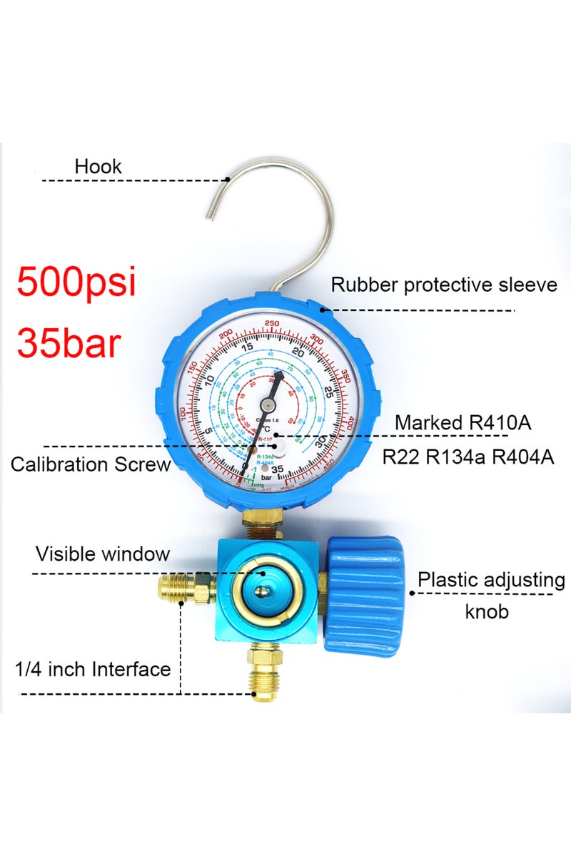 erorex Blue Air Condition Gauge Set For R410A R22 R134a R404A Refrigerants Manifold Gauge Manometer Valve 8