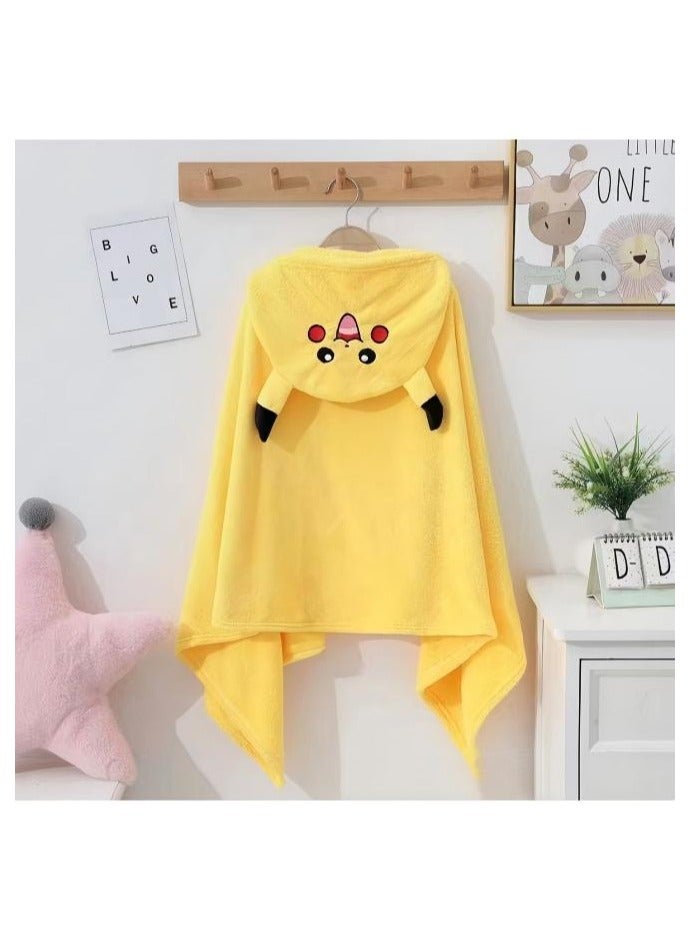 140cm×70cm Pikachu Unisex Kids Bathrobe Bath Wearable Towel Hooded Cape Bath Towel