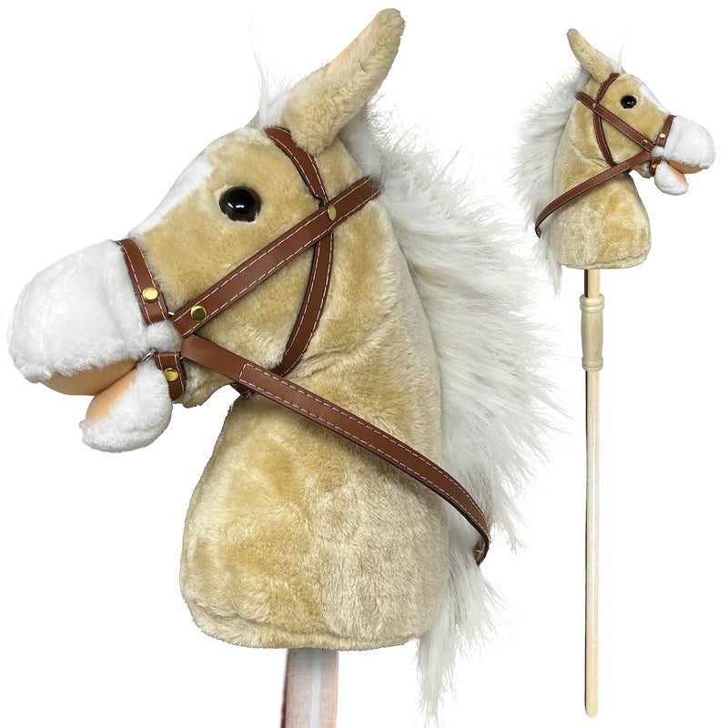 Nature Bound Stick Horse Plush Handcrafted Hobby Horse Provides Fun Pretend Play for Toddlers Preschoolers Handsewn Head Sturdy Wood Stick Plus Neighing ClipClop Sounds