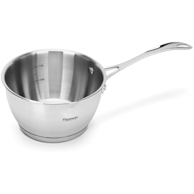 Fissman Saucepan 06L With Measuring Mark Stainless Steel Saucepan 12X6Cm Felice Series 1810 Inox 304 Steel Induction Bottom Compatible With All Types Of Stovetops - Image 1
