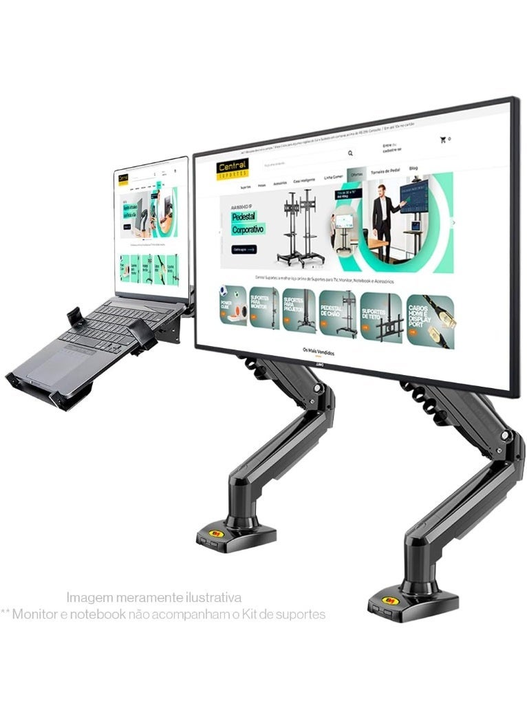 A set of two movable arms for mounting the monitor and laptop, with a gas spring system for flexible use. - Image 3