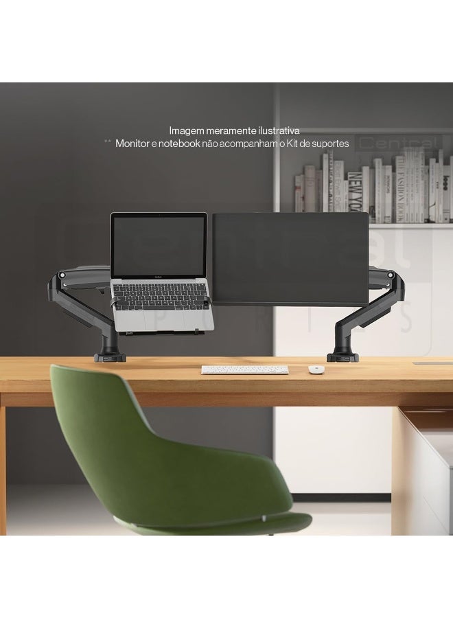 A set of two movable arms for mounting the monitor and laptop, with a gas spring system for flexible use. - Image 4
