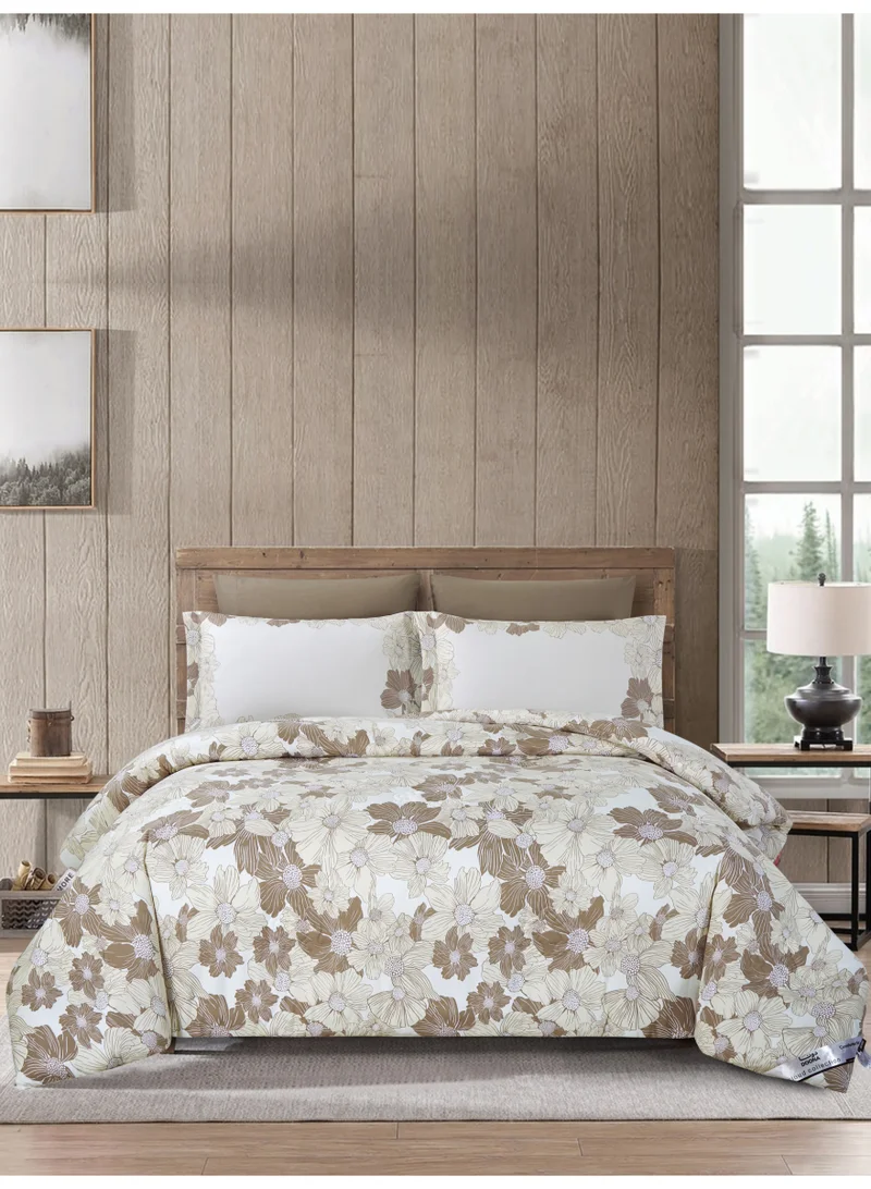 Donetella Printed 4-Pcs Single Comforter Bedding Set Fits 120x200cm -Includes Comforter, Fitted Sheet, Pillow Shams & Pillowcases – Soft Microfiber Fabric with Soft 350 GSm Filling