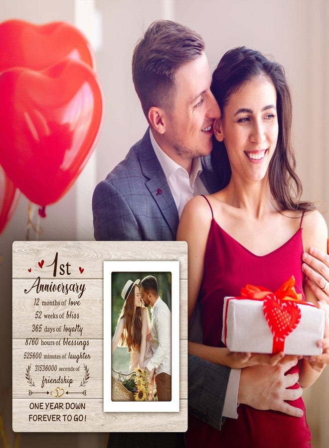 Pandasch 1st Anniversary Romantic Gifts for Him Her - One Year Paper Anniversary Picture Frame Gifts for 4x6 Photos - 10 x 8 inches, Wooden Frame with Acrylic Cover - Image 3