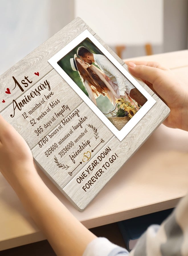 Pandasch 1st Anniversary Romantic Gifts for Him Her - One Year Paper Anniversary Picture Frame Gifts for 4x6 Photos - 10 x 8 inches, Wooden Frame with Acrylic Cover - Image 2