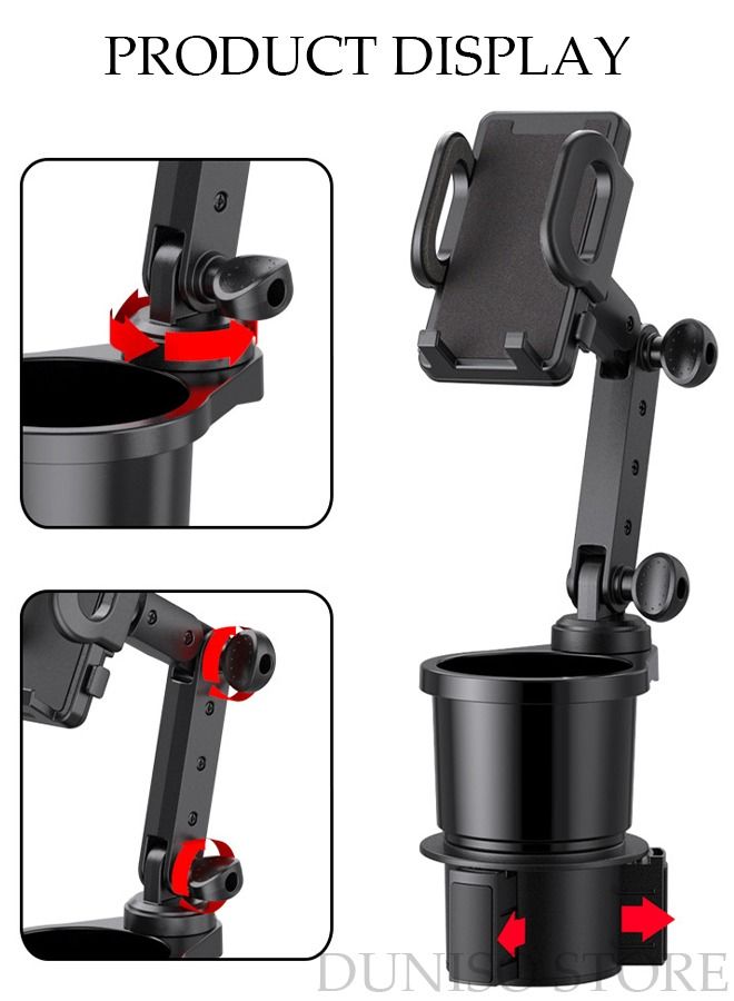 DUNISO Car Cup Holder Phone Mount 2-in-1 Cup Phone Holder for Car Mount Adjustable Base with 360° Rotation Universal Multifunctional Cup Holder Cell Phone Holder for Car Fits Any iPhone - Image 5