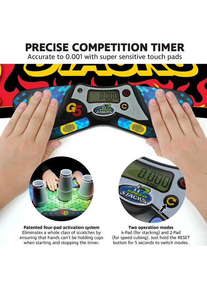 SPEED STACKS - ; G5 Black Flame Stackmat (Timer And Mat) ; Accuracy To 0.001 Seconds, Batteries Included ; Endorsed By Sport Stacking And Cubing Associations - Image 1