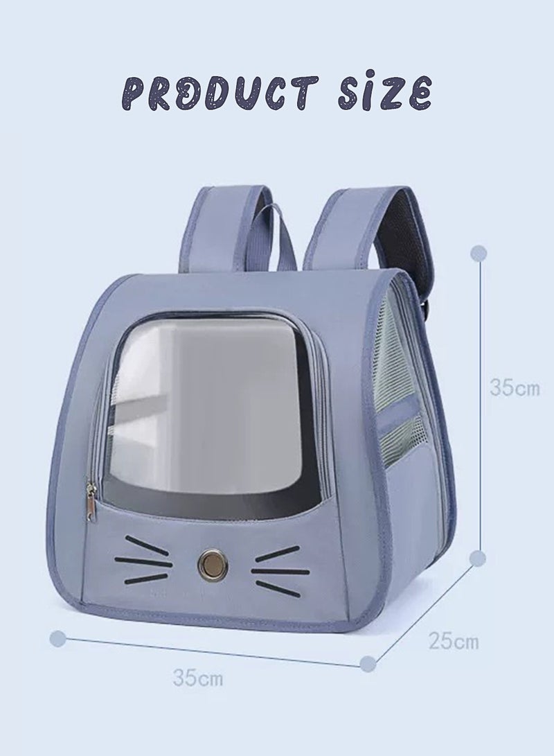 Breathable Portable Pet Carrier Bag Cute Cat Outdoor Travel Puppy Cat Bag Transparent Space Pet Backpack Dark Blue - Image 3