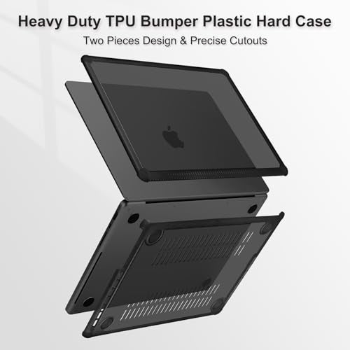 MOSISO Compatible with MacBook Pro 14 inch Case 2025-2021 M5 M4 M3 M2 M1 A3434 A3112 A3185 A3401 A2918 A2992 A2779 A2442, Heavy Duty TPU Bumper Hard Case&Keyboard Skin&Screen Film, Black - Image 5