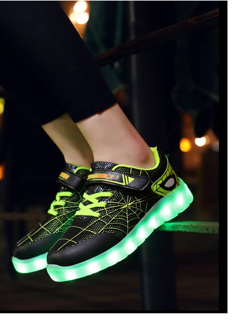 FASHION - Walking Shoes LED Lights Shoes Light Up Boys And Girls Children USB Charge Green - Image 1