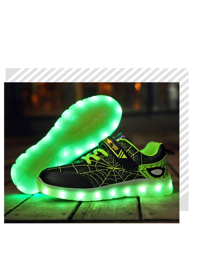 FASHION - Walking Shoes LED Lights Shoes Light Up Boys And Girls Children USB Charge Green - Image 1