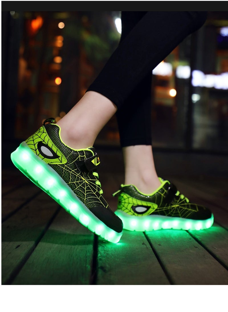 FASHION - Walking Shoes LED Lights Shoes Light Up Boys And Girls Children USB Charge Green - Image 1