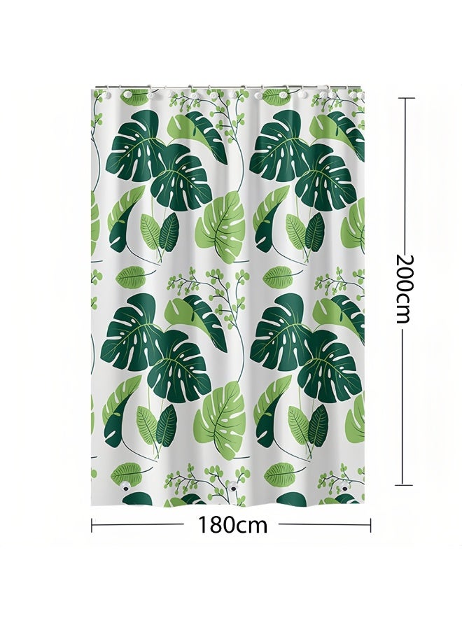 كيل › ستارة دش للحمام مقاس 180 × 200 سم مع مجموعة ستائر دش منزلية مطبوعة مع خطافات - ستارة حمام - Image 5