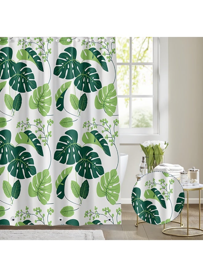 كيل › ستارة دش للحمام مقاس 180 × 200 سم مع مجموعة ستائر دش منزلية مطبوعة مع خطافات - ستارة حمام - Image 1