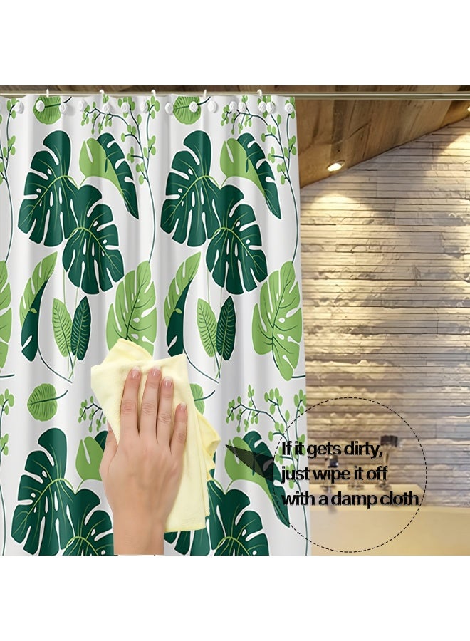 كيل › ستارة دش للحمام مقاس 180 × 200 سم مع مجموعة ستائر دش منزلية مطبوعة مع خطافات - ستارة حمام - Image 4